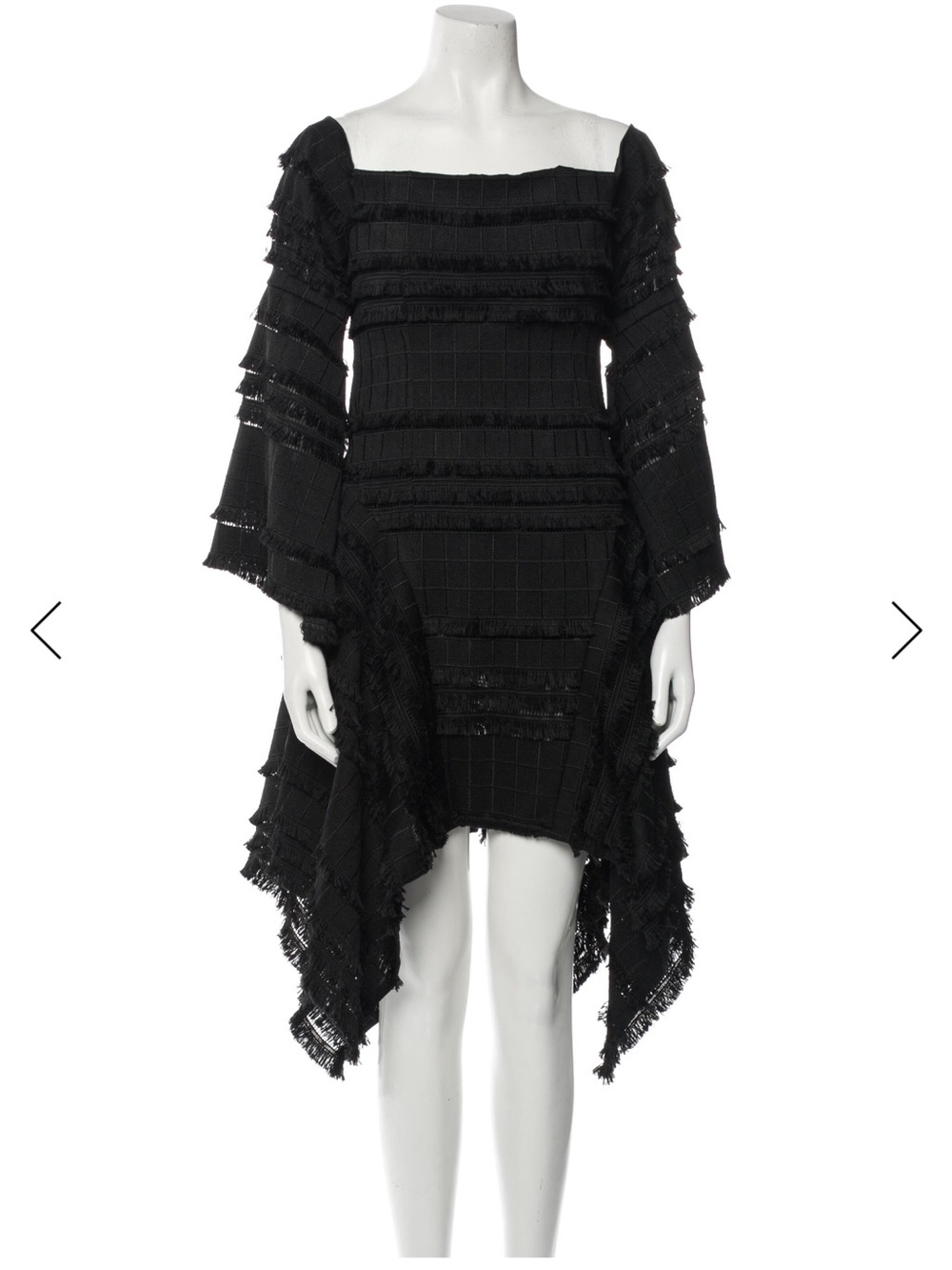 Thurley Black Textured Fringe off-shoulder Dress NWT